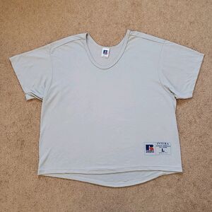 Vintage 90s Russell Athletic The Radiator Plain Activewear T-shirt Gray Size L